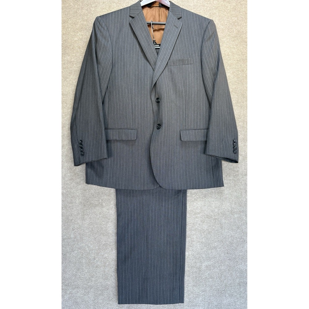 Joseph A Bank 2 Piece Suit Men's Wool 42SH Slim Fit 38x24 Gray Double Vented GUC